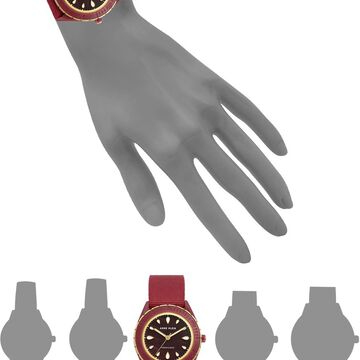 Anne Klein Quartz Analog Maroon Dial Plastic Strap Watch for Women