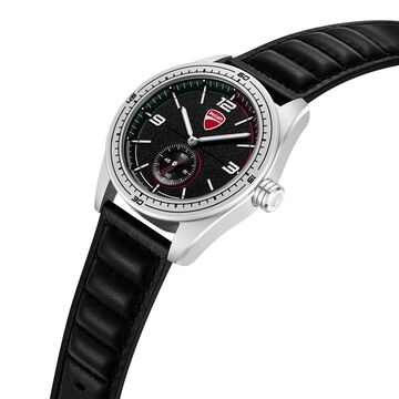Ducati Quartz Analog Black Dial Black Leather Strap Watch For Men