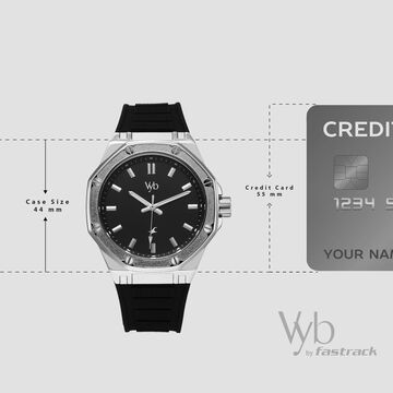 Vyb Rebel By Fastrack Quartz Analog Black Dial Black Silicone Strap Watch For Guys