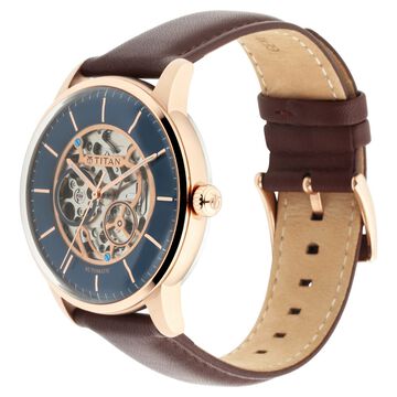 Titan Automatics Blue Dial Automatic Leather Strap watch for Men