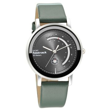 Fastrack Wear Your Look Quartz Analog with Day and Date Grey Dial Leather Strap Watch for Girls