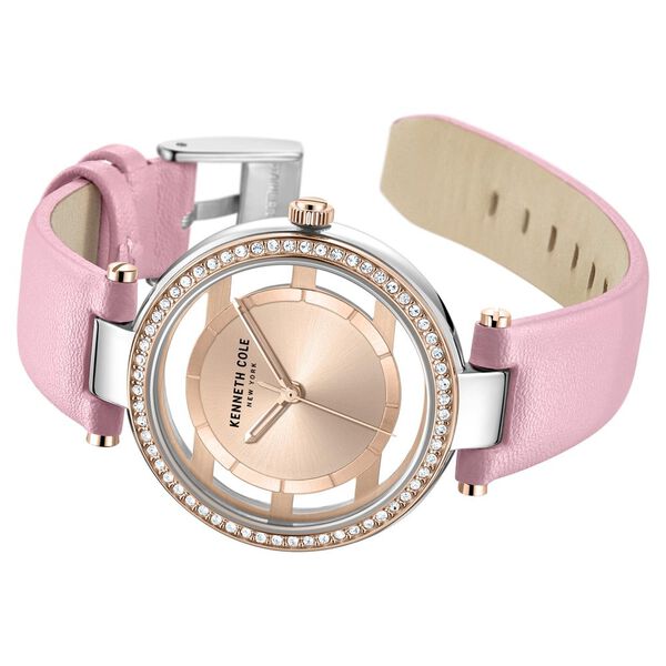 Kenneth Cole Quartz Analog Rose Gold Round Dial Pink Leather Strap Watch For Women - image number 2