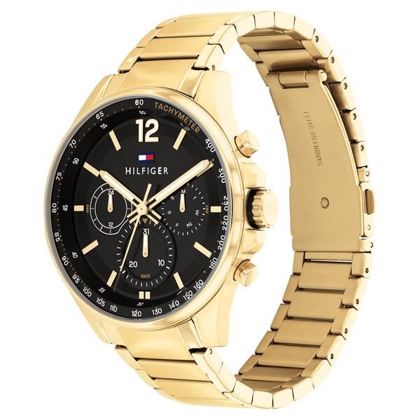 Tommy Hilfiger Multifunction Black Round Dial Bicolour Stainless Steel Strap Watch For Men - image number 1