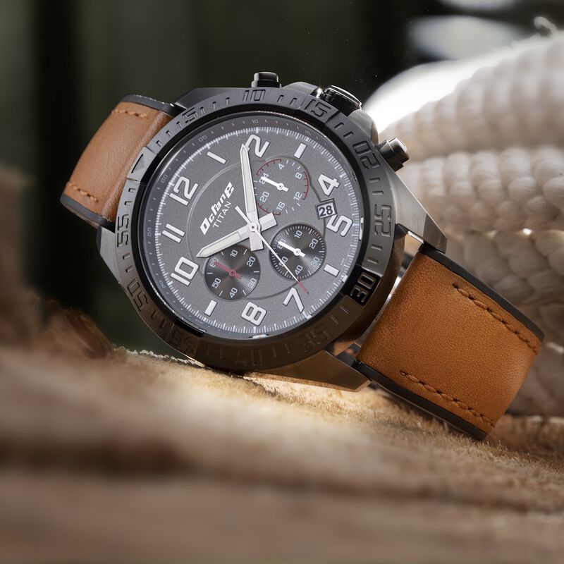 Titan Chronograph Black Dial Quartz Rubber Strap watch for Men