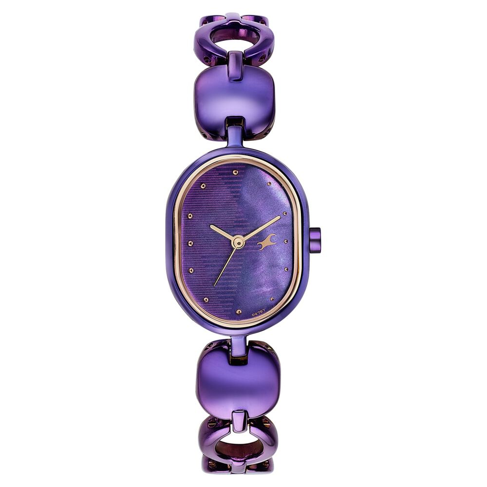 Fastrack Style Up Quartz Analog Purple Mother Of Pearl Dial Purple Metal Strap Watch For Girls-image-30