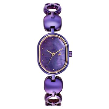 Fastrack Style Up Quartz Analog Purple Mother Of Pearl Dial Purple Metal Strap Watch For Girls