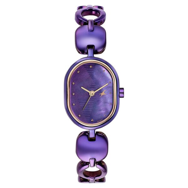 Fastrack Style Up Quartz Analog Purple Mother Of Pearl Dial Purple Metal Strap Watch For Girls - image number 0