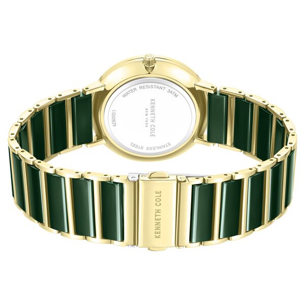 Kenneth Cole Quartz Analog Green Dial Golden Ceramic Strap Watch For Women - image number 4