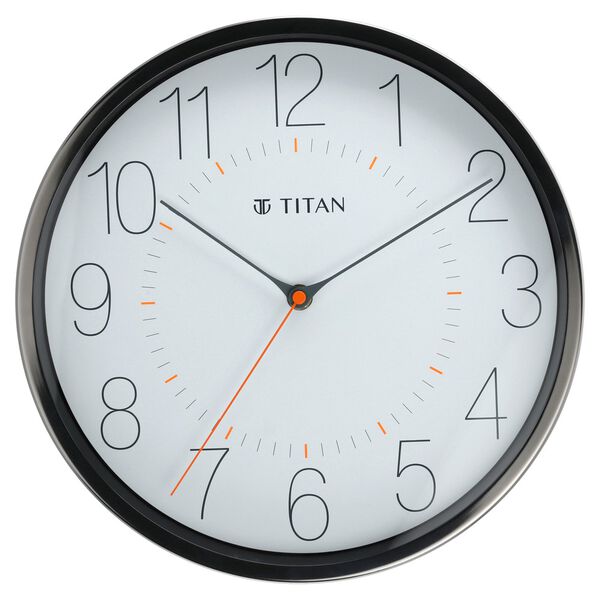 Titan Metallic White Wall Clock with Slim Hands - 30 cm x 30 cm (Medium) - image number 0