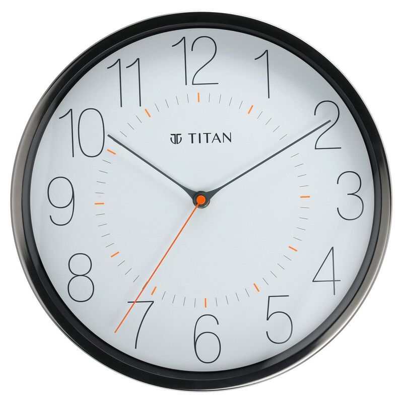 Titan Metallic White Wall Clock with Slim Hands - 30 cm x 30 cm (Medium)