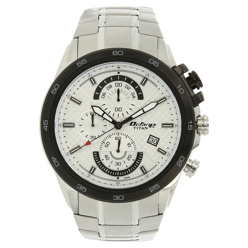 Titan Quartz Chronograph Silver Dial Stainless Steel Strap Watch for Men