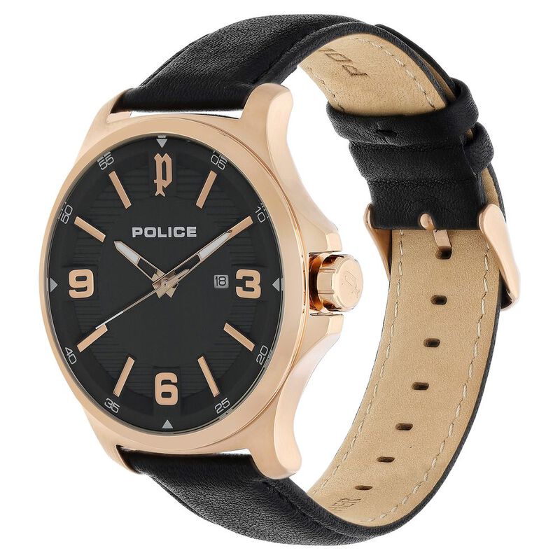 Police Quartz Analog with Date Black Dial Leather Strap Watch for Men - image number 2