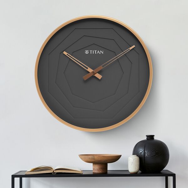 Titan Metallic Wall Clock with rose Gold Frame and Multi-layered Grey Dial 30 cm x 30 cm (Medium Size) - image number 0