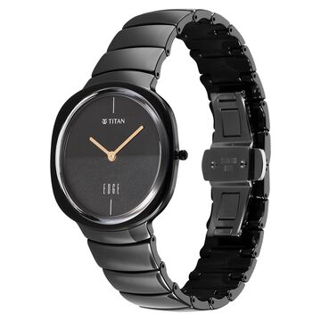 Titan Edge Squircle Quartz in Rich Black with Glossy Ceramic Unisex Watch