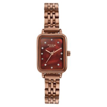 Sonata Poze Quartz Analog Mother Of Pearl Dial Brown Metal Strap Watch For Women