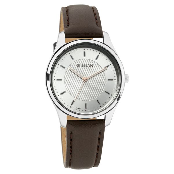Titan Workwear Silver Dial Women Watch With Leather Strap - image number 0