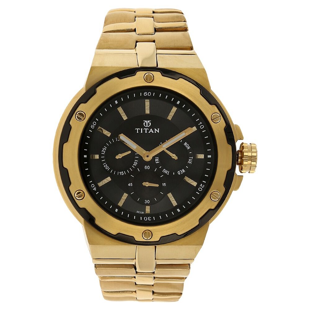 Buy Online Titan Quartz Multifunction Black Dial Stainless Steel