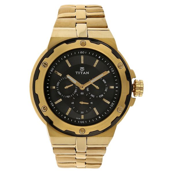Titan Quartz Multifunction Black Dial Stainless Steel Strap Watch for Men - image number 0