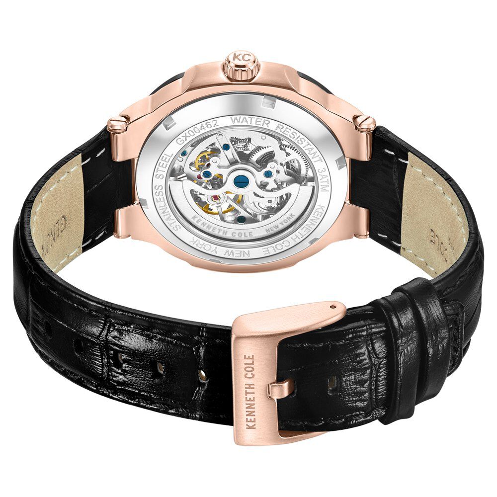 Buy Online Kenneth Cole Automatic Black Dial With Black Leather