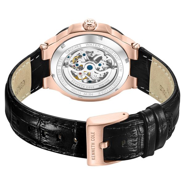 Kenneth Cole Automatic Black Dial With Black Leather Strap Watch For Men - image number 4