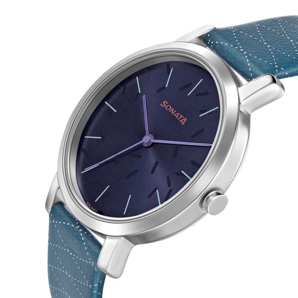 Sonata Play Blue Dial Women Watch With Leather Strap - image number 2