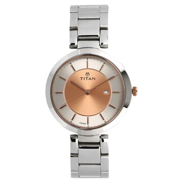 Titan Workwear Rose Gold Dial Analog Stainless Steel Strap watch for Women