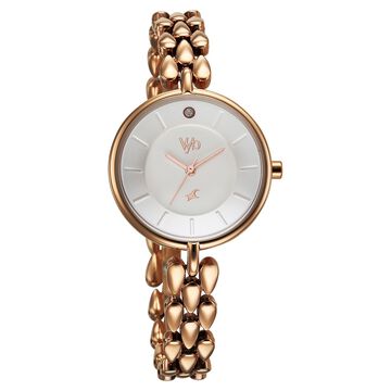 Vyb Enigma By Fastrack Quartz Analog White Dial Metal Strap Watch For Girls