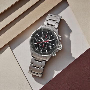 Titan Octane Black Dial Chrono Stainless Steel Watch for Men