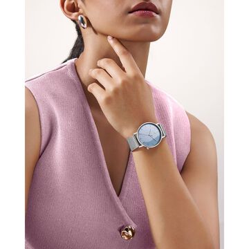 Fastrack Stunners X Quartz Analog Blue Dial Stainless Steel Strap Watch For Girls