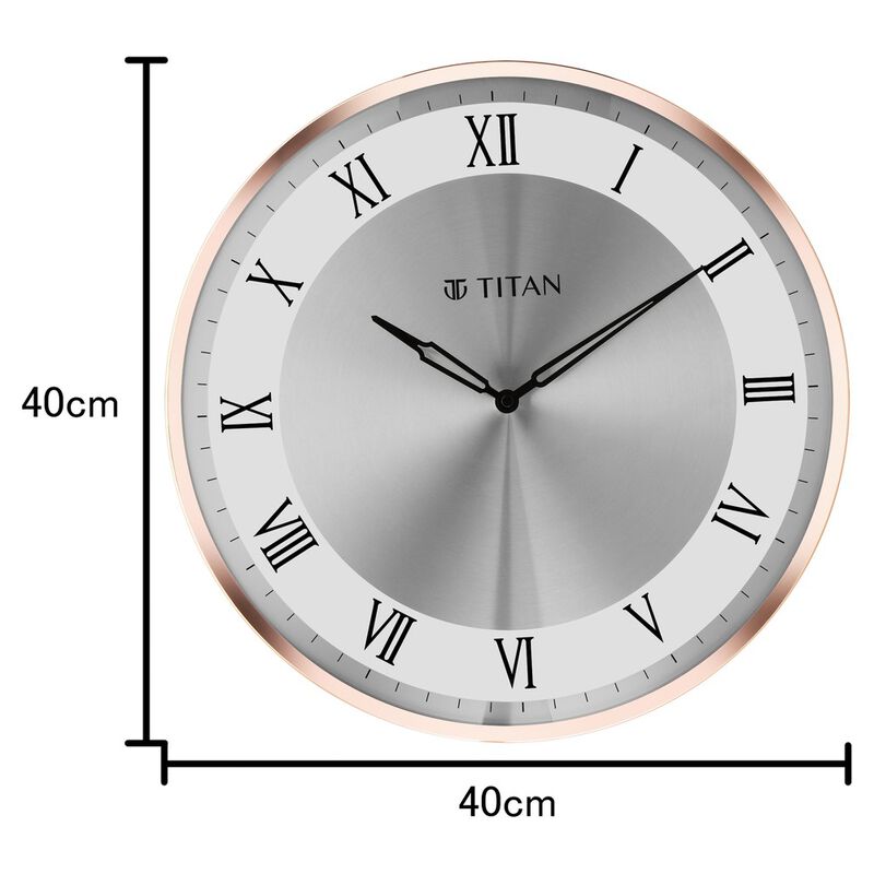 Titan Metallic Wall Clock White Dial with Silent Sweep Technology and Rose Gold Frame - 40.0 cm x 40.0 cm (Large) - image number 2