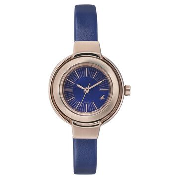 Fastrack Quartz Analog Blue Dial Leather Strap Watch for Girls
