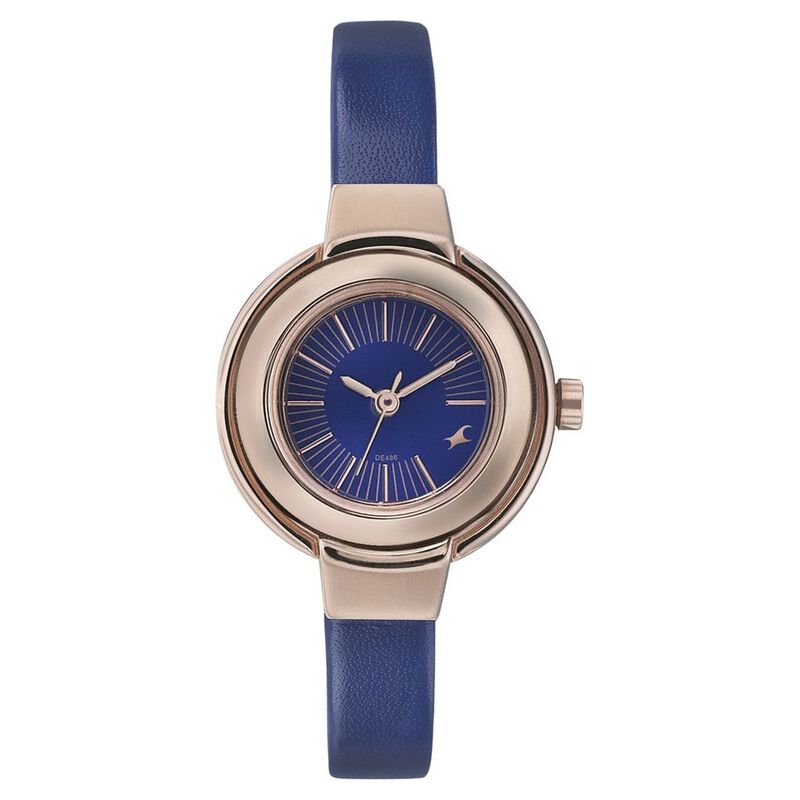 Fastrack Quartz Analog Blue Dial Leather Strap Watch for Girls