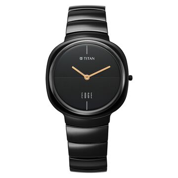 Titan Edge Squircle Quartz in Rich Black with Glossy Ceramic Unisex Watch