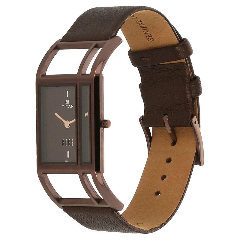 Titan Edge Brown Dial Women Watch With Leather Strap - image number 1