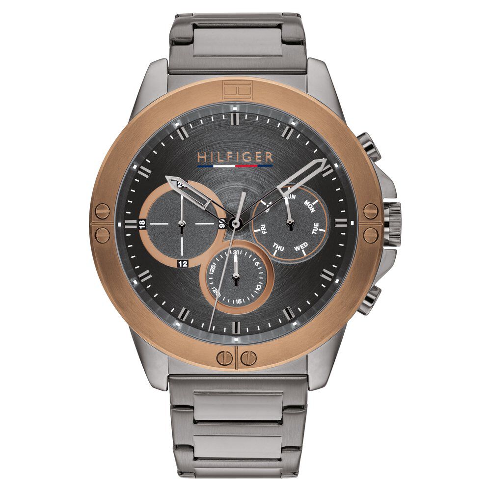 Buy Online Tommy Hilfiger Quartz Multifunction Grey Dial Stainless