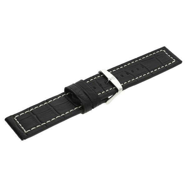 24 mm Black Genuine Leather Strap for Men - image number 3