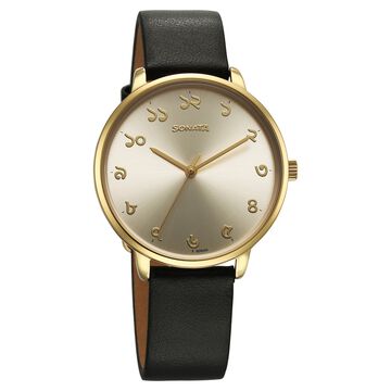 Sonata Regional Edition Bengal Quartz Analog Golden Dial Leather Strap Watch For Women