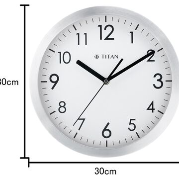 Titan Metallic White Wall Clock with Brushed Case - 30 cm x 30 cm (Medium)