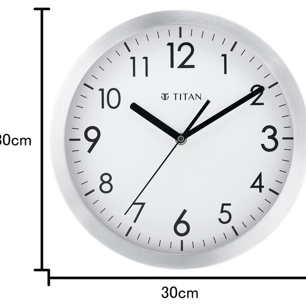Titan Metallic White Wall Clock with Brushed Case - 30 cm x 30 cm (Medium) - image number 5