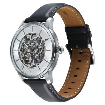 Titan Automatic Color Upgrade Silver Dial Grey Color Leather Strap Watch For Men