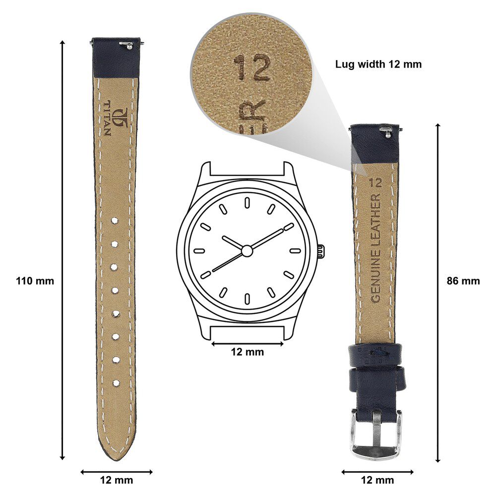 Buy Online 12 mm Genuine Leather Straps for Women 101018012sq p Titan