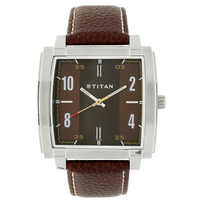 Titan Analog Brown Dial Leather Strap watch for Men