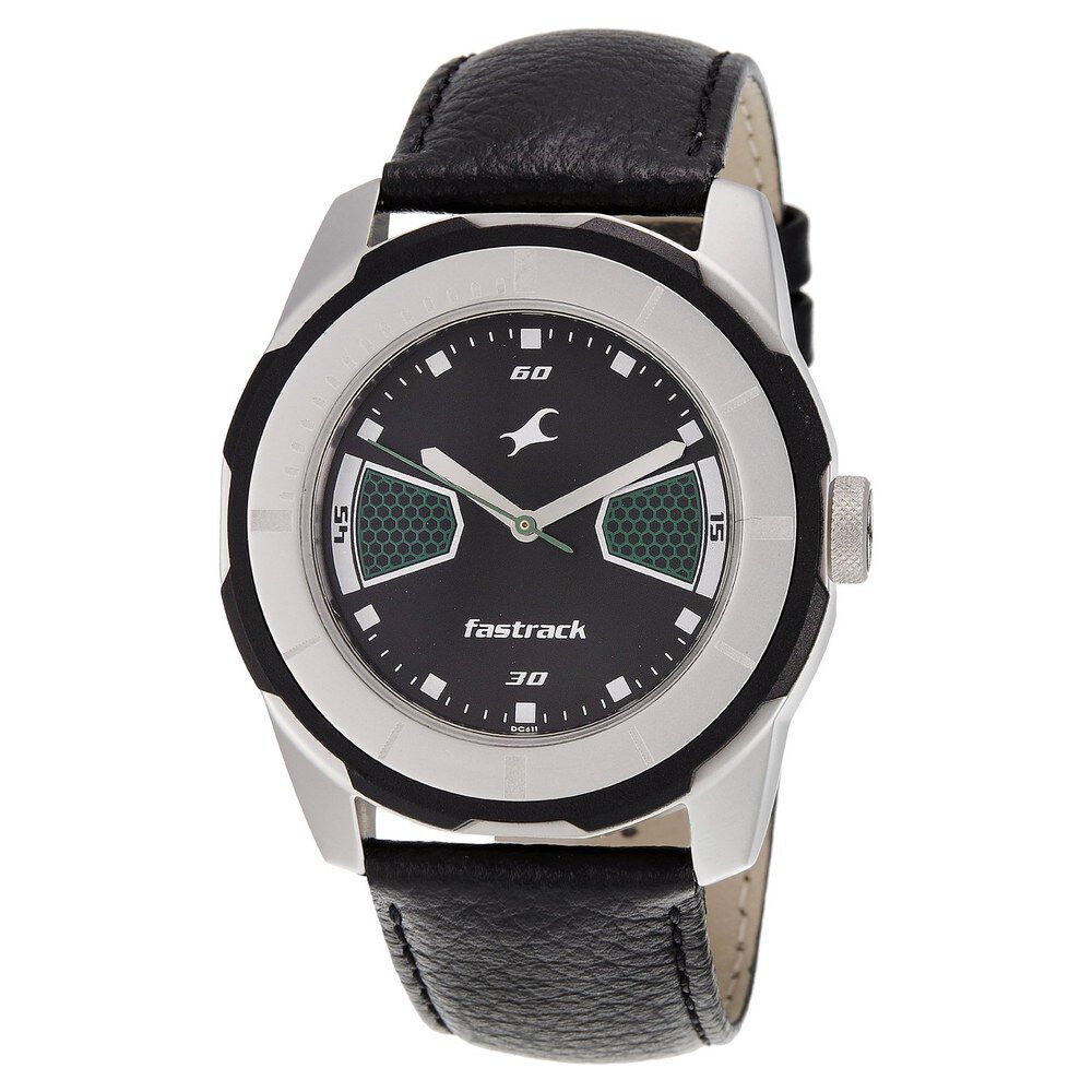 Buy Online Fastrack Quartz Analog Black Dial Leather Strap Watch for Guys nf3099sl05c Titan