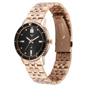 Vyb Manifester By Fastrack Quartz Analog Black Dial Metal Strap Watch For Girls