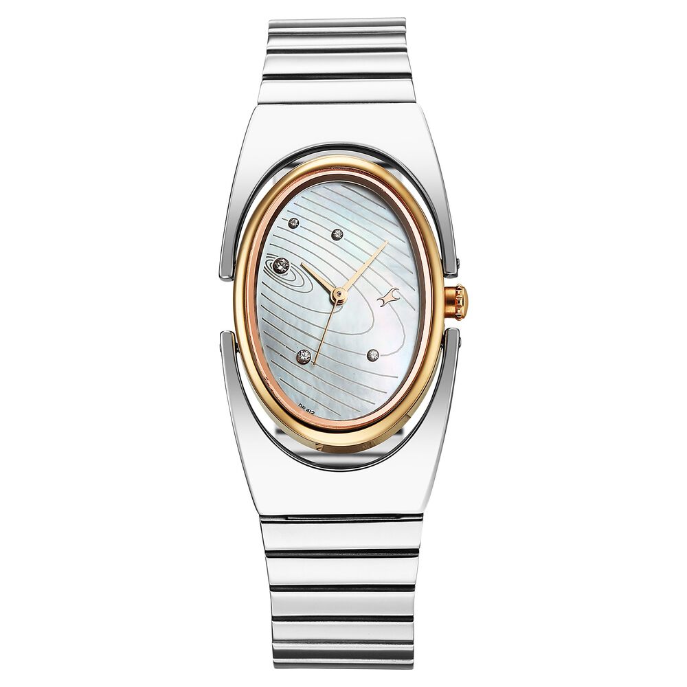 Fastrack UFO Quartz Analog Mother of Pearl Dial Silver Colour Stainless Steel Strap Watch For Girls-image-6