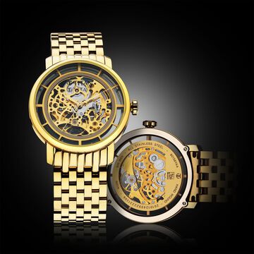 Titan Mechanical Slimline Golden Dial Mechanical Stainless Steel Strap watch for Men