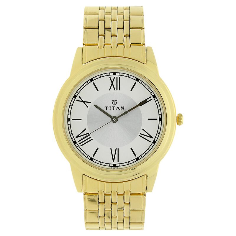 Titan Quartz Analog White Dial Stainless Steel Strap Watch for Men