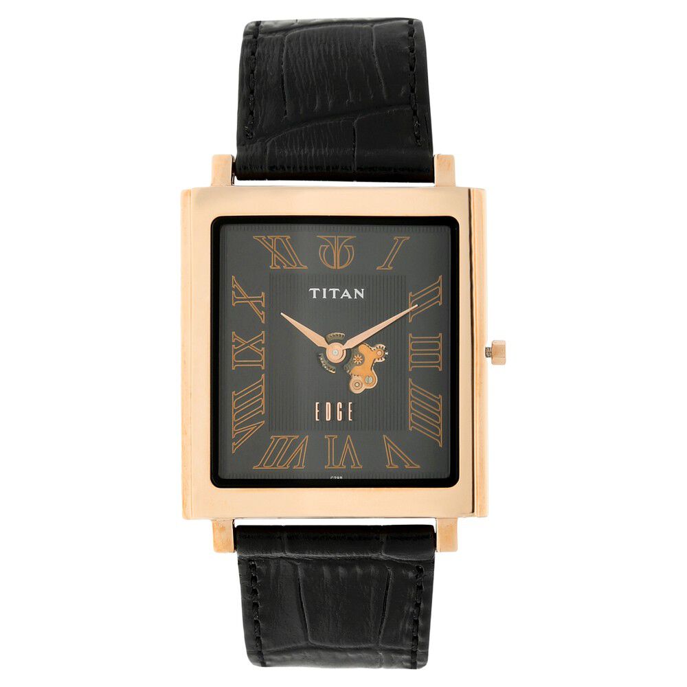 Buy Online Titan Quartz Analog Black Dial Leather Strap Watch for Men nb1518wl01 Titan