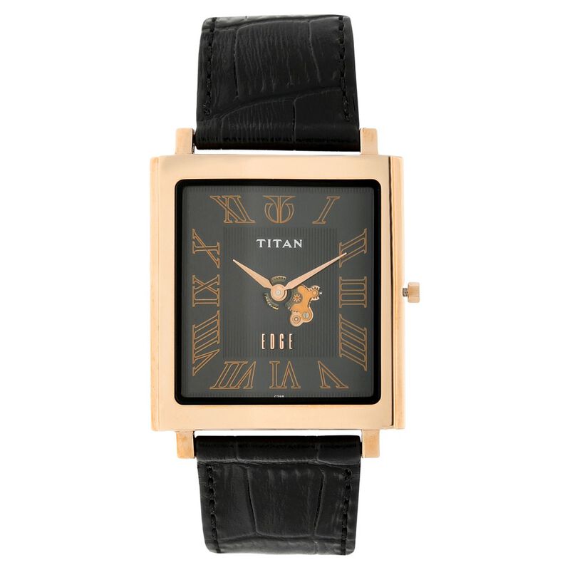 Titan Quartz Analog Black Dial Leather Strap Watch for Men
