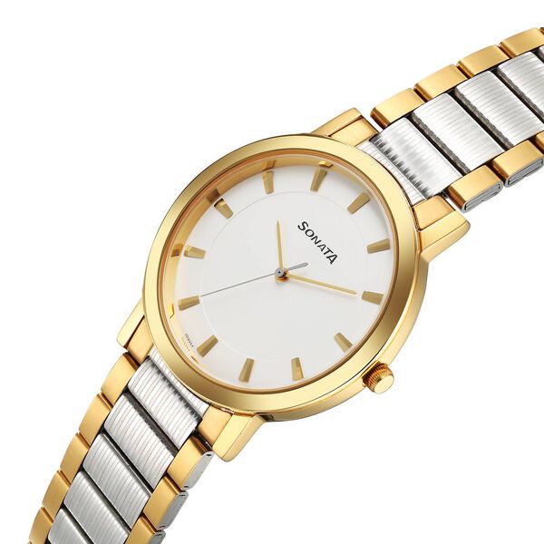 Sonata Utsav Quartz Analog White Dial Stainless Steel Strap Watch for Men - image number 2